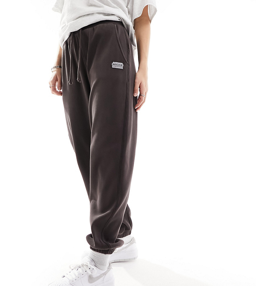 Nicce kira co-ord waffle relaxed joggers in charcoal grey