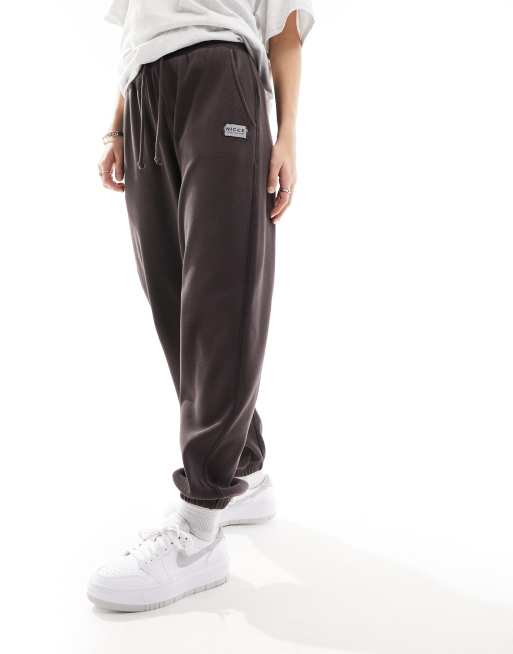 Nicce Kira waffle relaxed trackies in charcoal grey (part of a set)