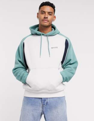 Nicce kodi oversized color block hoodie in gray and mint