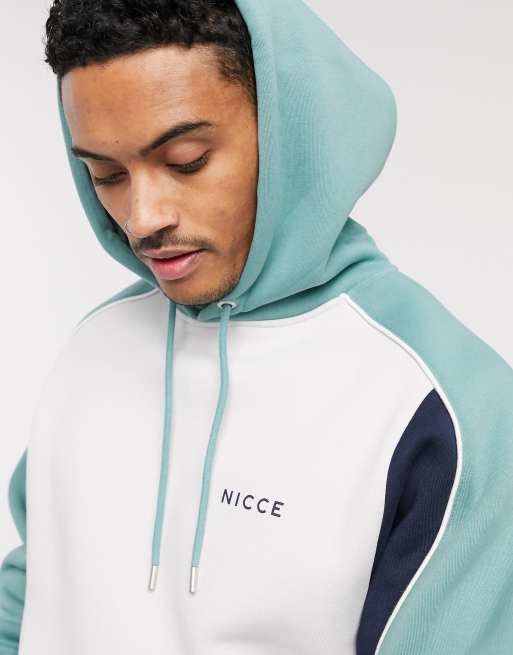 Nicce kodi oversized color block hoodie in gray and mint