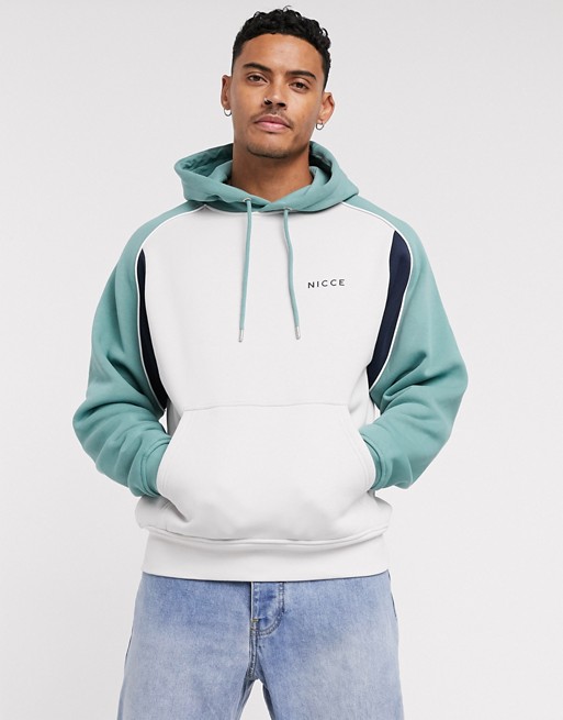 Nicce kodi oversized colour block hoodie in grey and mint