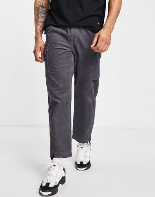 Nicce line cord cargo trousers in grey