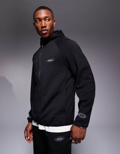 Nicce logo zip up jacket in black (part of a set) - view 1