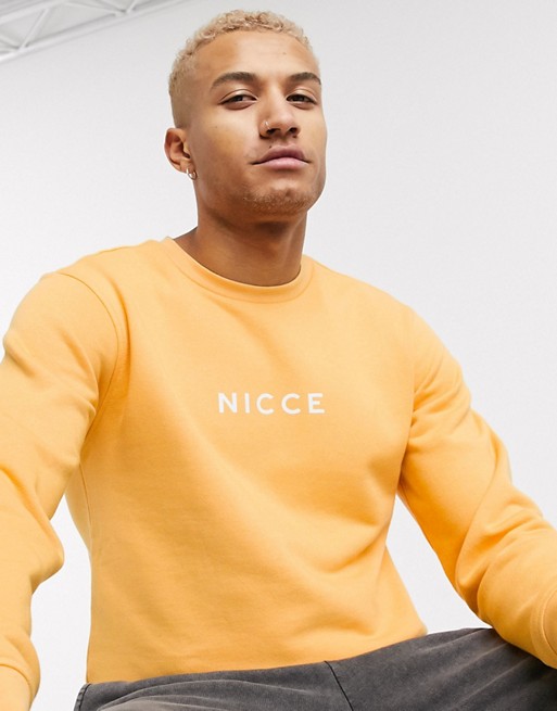Nicce loopback centre logo sweater in apricot