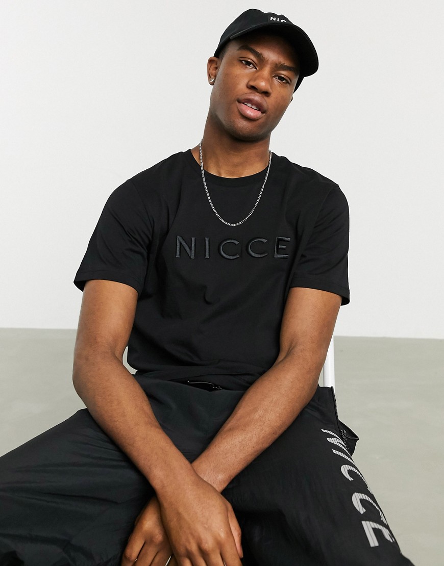 Nicce mercury embroidered t-shirt in black