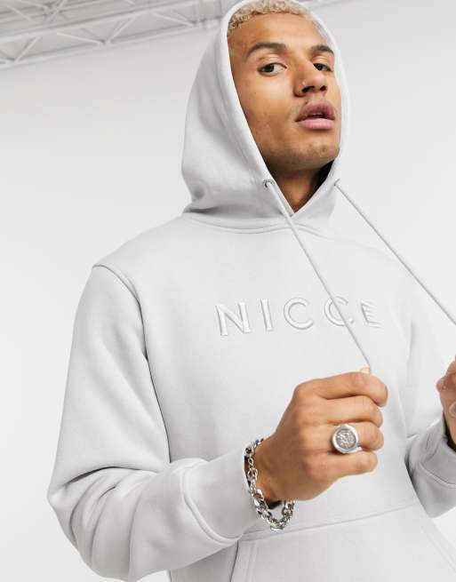 Nicce – Mercury – Grå, broderad huvtröja med logga