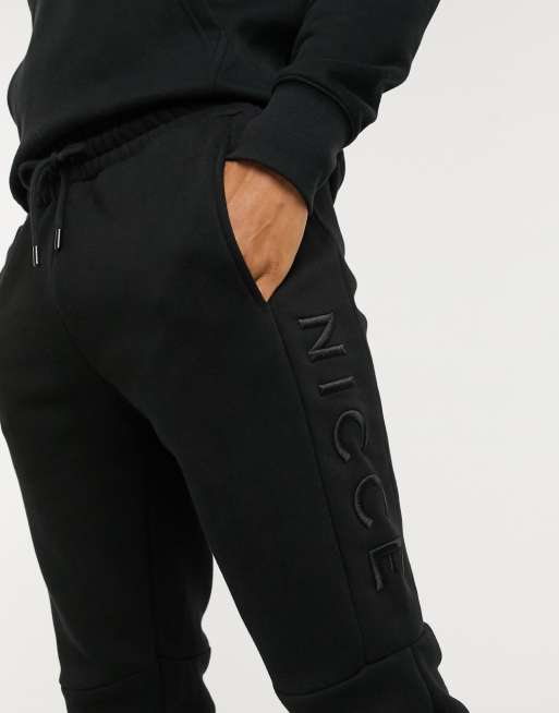 Mens black best sale nicce joggers