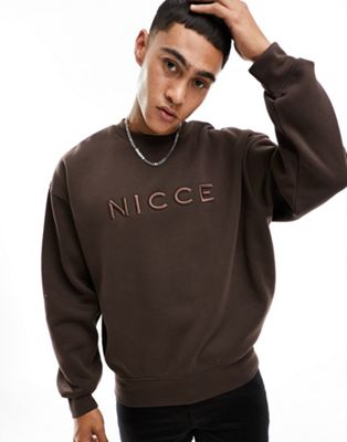 Nicce mercury oversized sweatshirt in brown - ASOS Price Checker