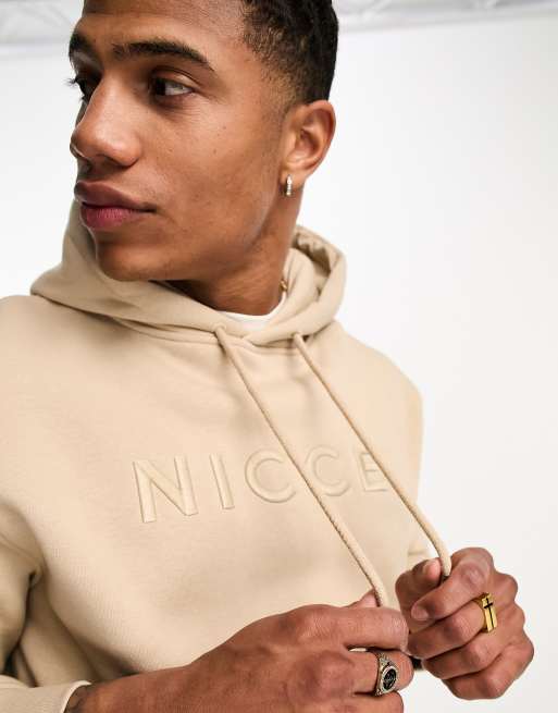 Nicce london hoodie in deals beige with large logo