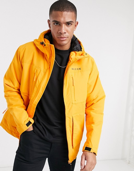 Nicce meson zip through padded coat in orange
