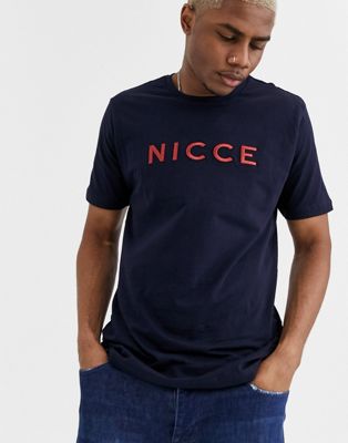 Nicce – Mörkblå t-shirt med stor bröstlogga-Marinblå