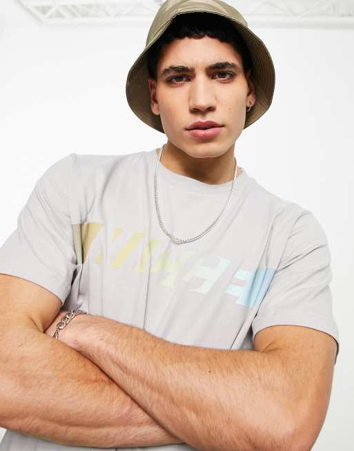 Nicce - Omaze - T-shirt met print op de borst in grijs
