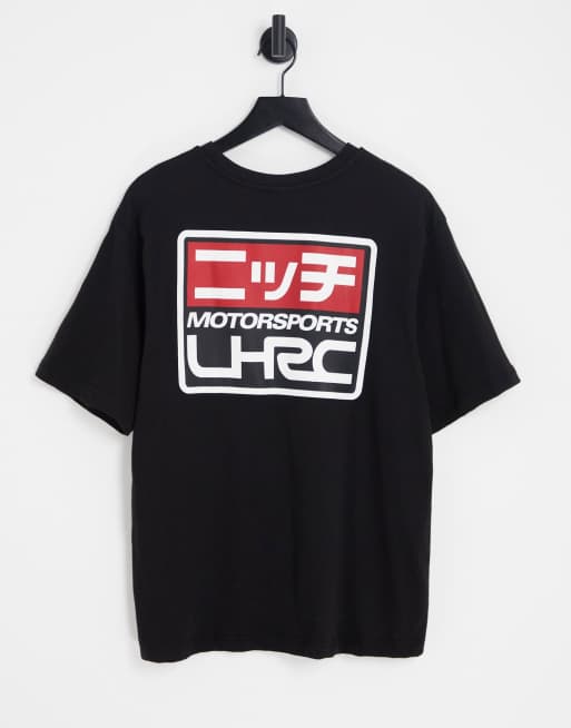 Nicce – Oversize-T-Shirt in Schwarz mit Motorsport-Rückenprint