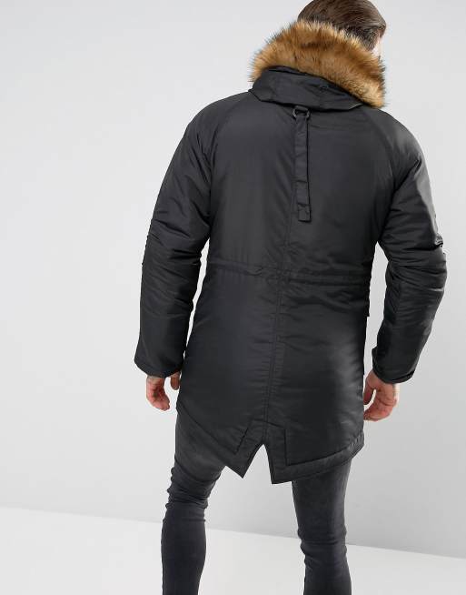 Nicce parka jacket in hotsell black with fur hood