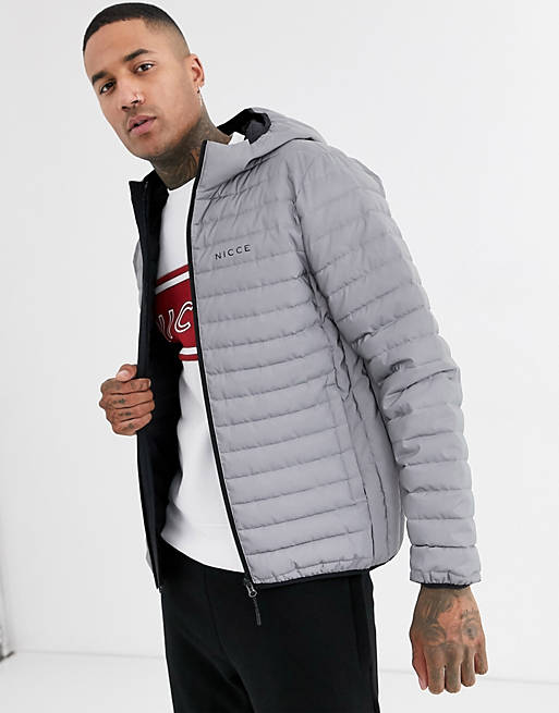 Nicce puffer jacket with hood in reflective | ASOS