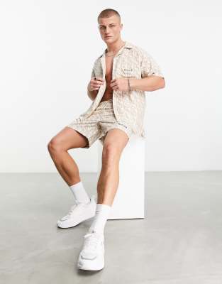 Nicce Nicce renee co-ord shorts in beige-Neutral