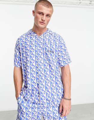 Nicce renee revere collared shirt in blue - part of a set
