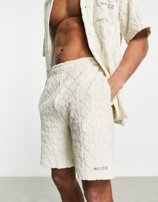 Nicce rue co-ord shorts in beige towelling