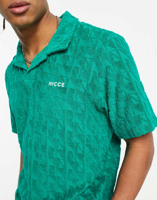 Nicce rue terry polo shirt in bottle green part of a set ASOS