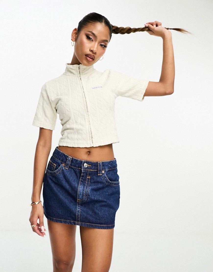 Nicce Rue Terry Top In Off White