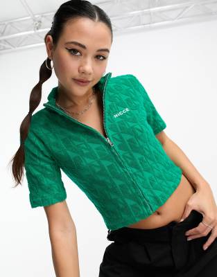Nicce Nicce rue towelling top in green