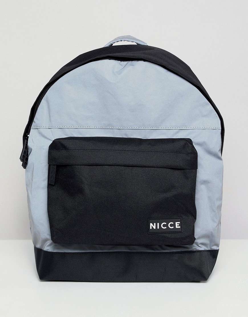 Nicce - Rugzak backpack in reflecterende stof met contrasterende zak-Grijs