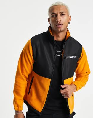 Nicce Nicce sanford fleece zip through sweat in orange