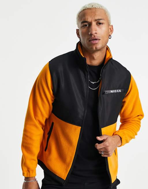 Nicce sanford fleece zip through sweat in orange
