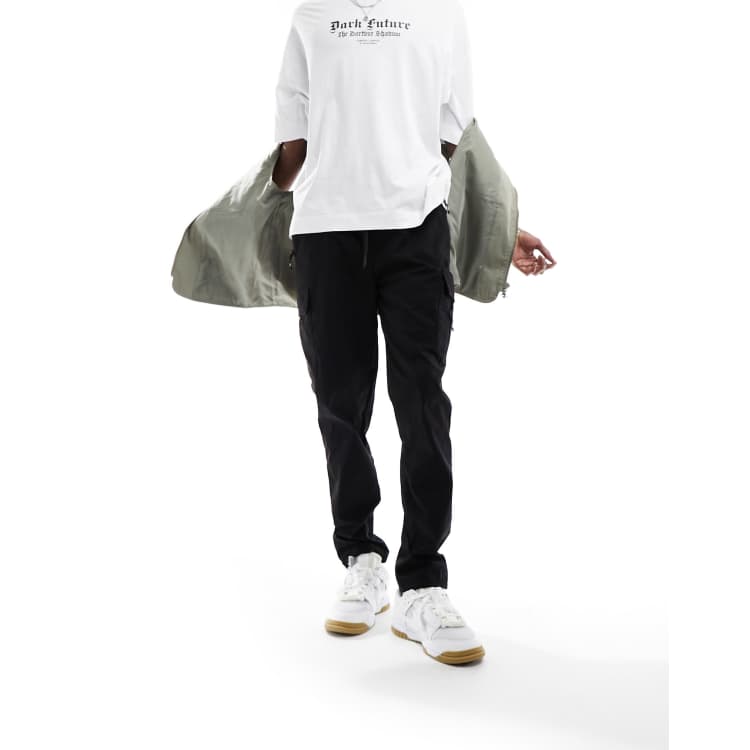 Nicce shoreline cargo trousers in black ASOS