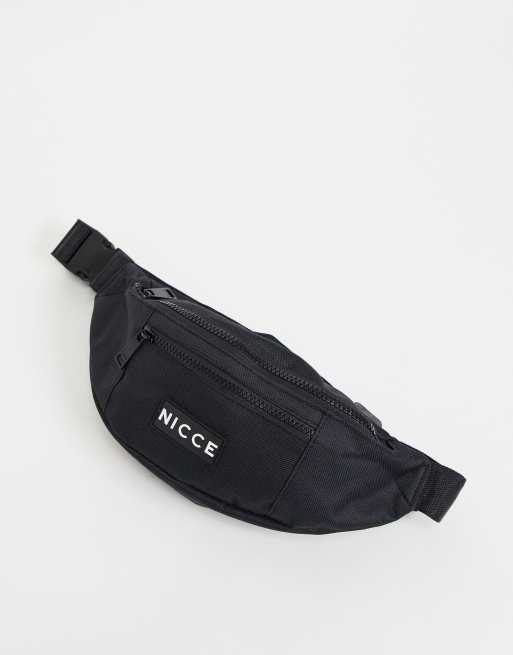 Nicce sling bag with rubber logo and chunky zip in black