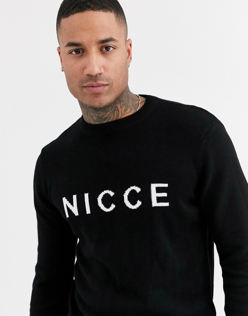 Nicce - Sort trøje med rund hals og logo