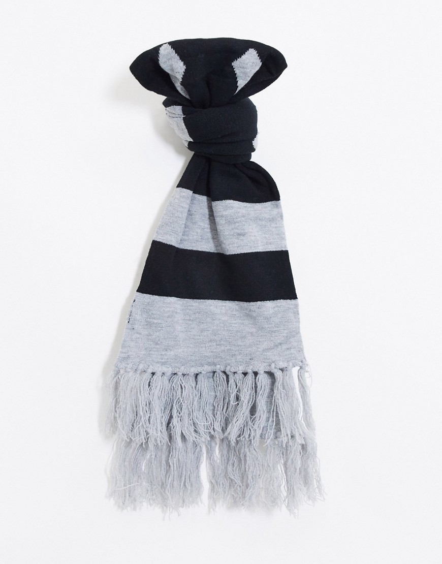 Nicce stripe scarf with large logo in black
