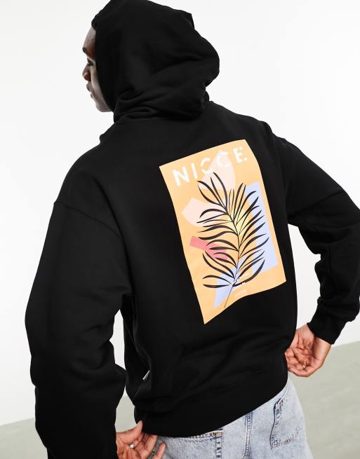 Nicce – Summer Series 2 – Kapuzenpullover in Schwarz mit Print auf Brust und Rücken