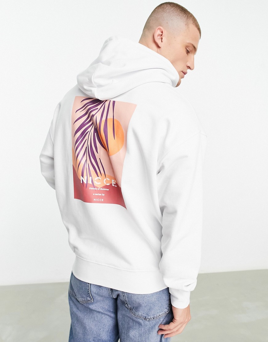 Nicce summer series one pullover hoodie in white with chest and back print