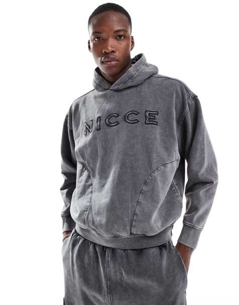 Nicce - Sweat à capuche d'ensemble à logo - Gris délavé - view 1