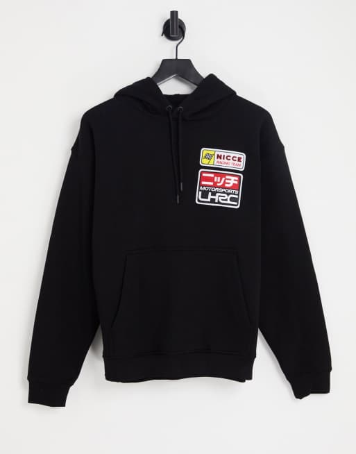 Nicce - Sweat à capuche oversize avec imprimé motorsport au dos - Noir