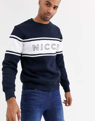 Nicce sweatshirt in navy with white panel logo