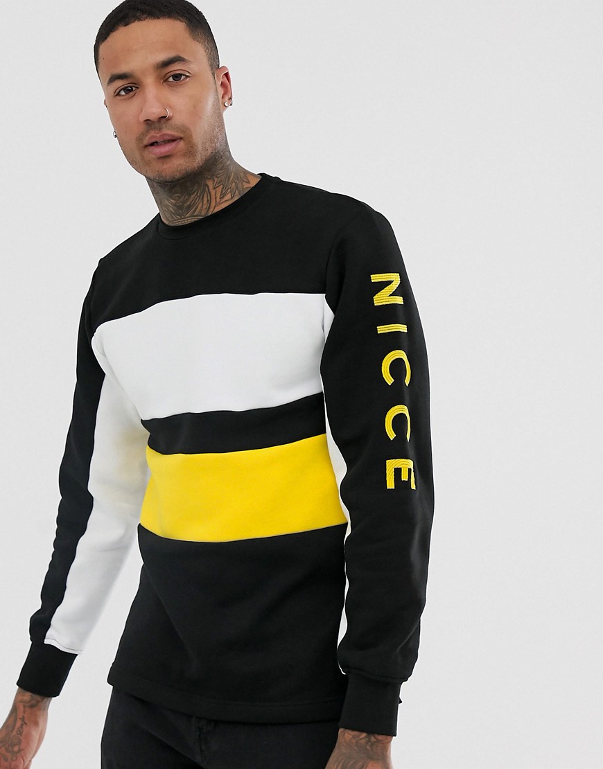Nicce - Sweatshirt met kleurvlak in zwart-Grijs
