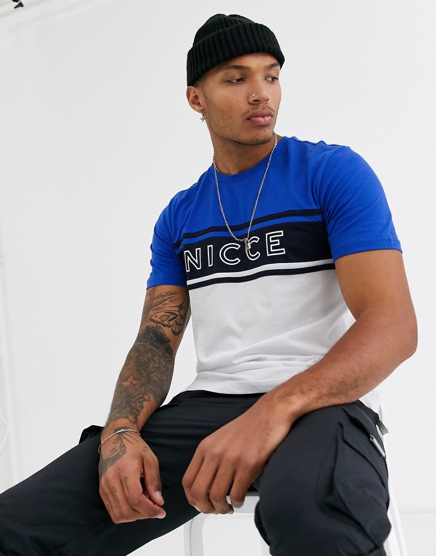 Nicce - T-shirt blu con logo grande