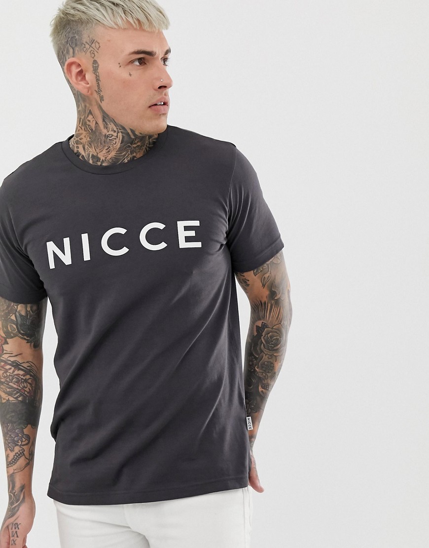 Nicce - T-shirt in antracietgrijs met logo