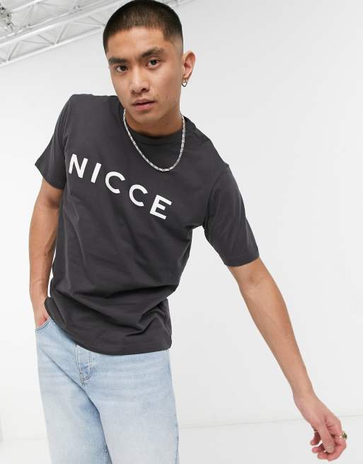 Nicce T shirt in antracietgrijs met logo ASOS