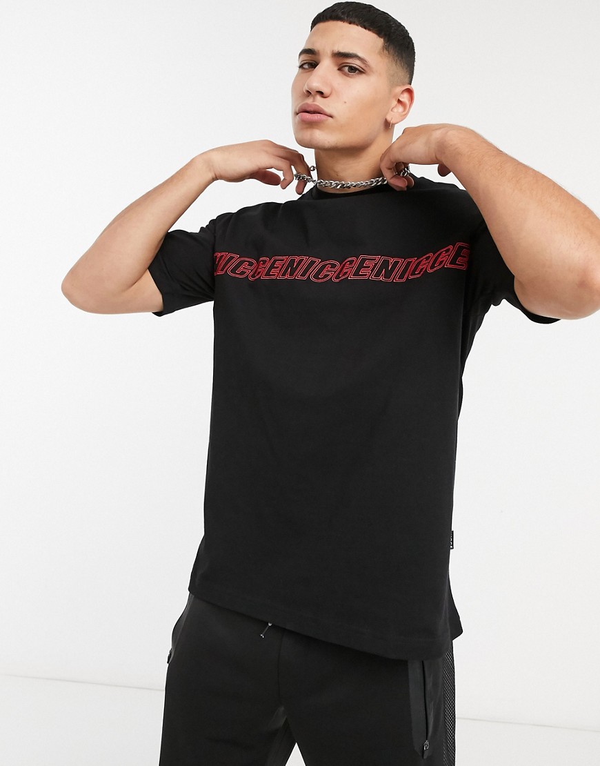 NICCE - T-shirt met herhaald logo in zwart