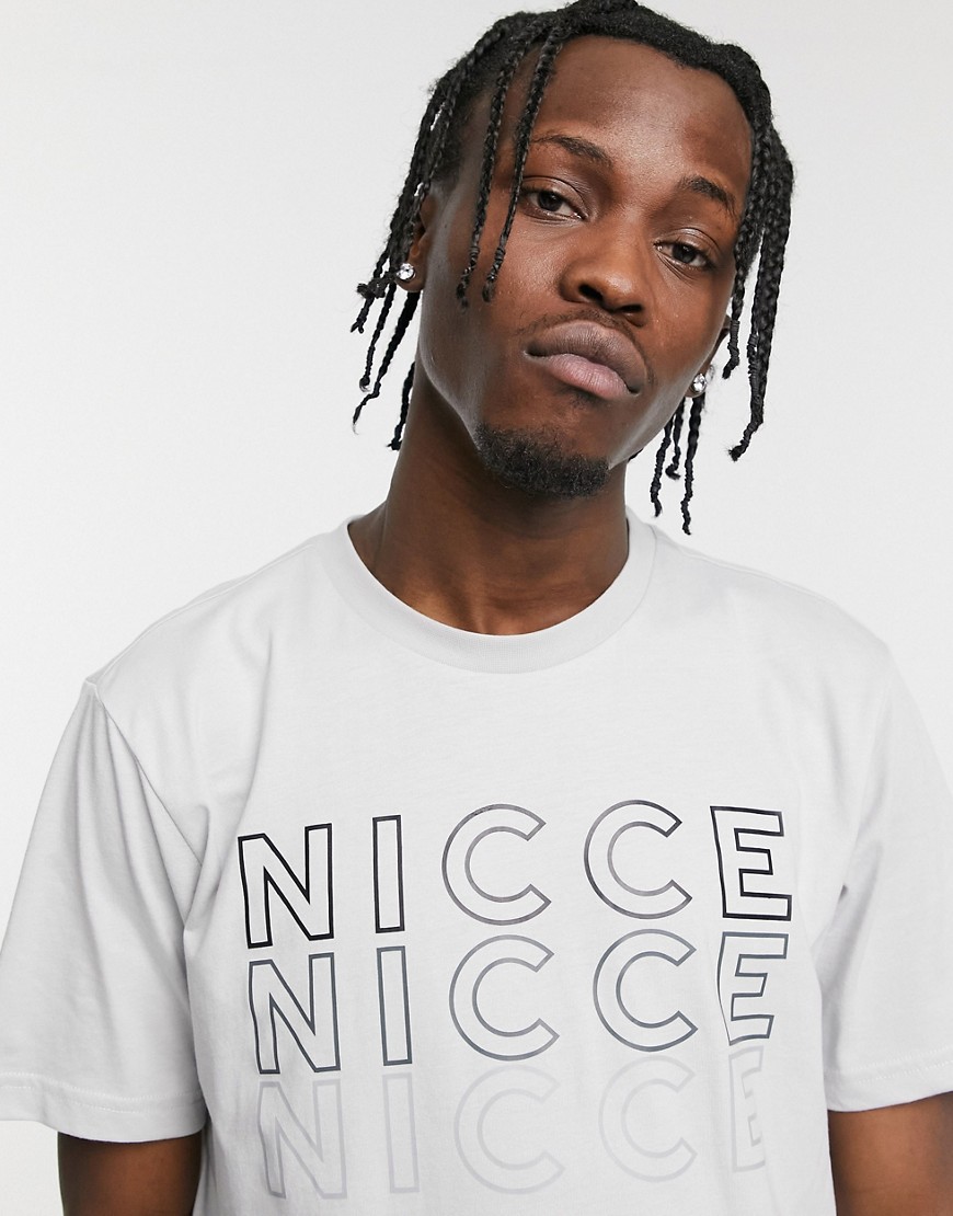 Nicce - Trois - T-shirt met print op de borst in grijs