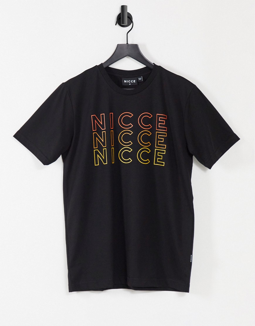 Nicce - Trois - T-shirt met print op de borst in zwart