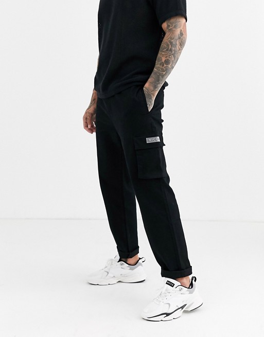 Nicce utility trousers in black