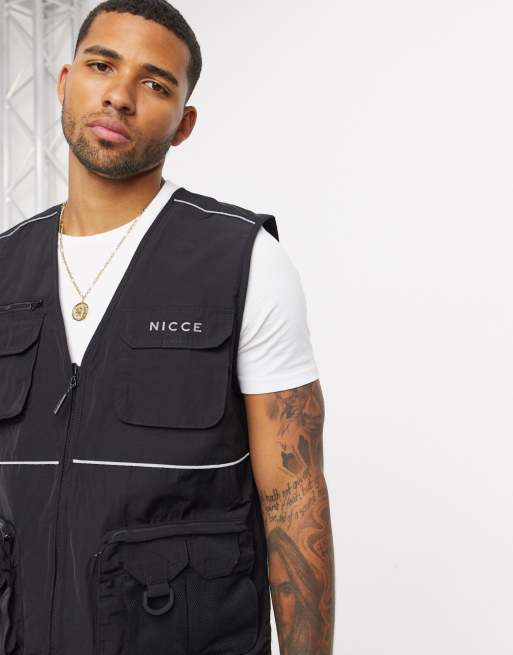 Nicce Utility Vest in black | ASOS