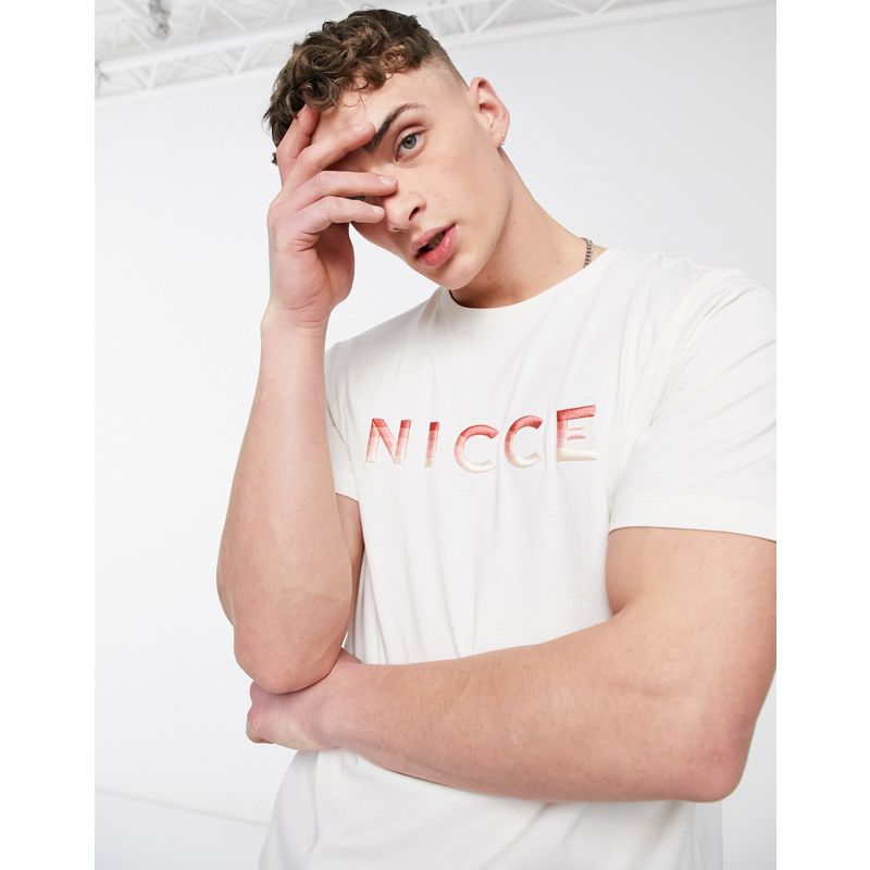 Uomo T-shirt stampate Nicce - Vina - T-shirt bianca con logo sfumato