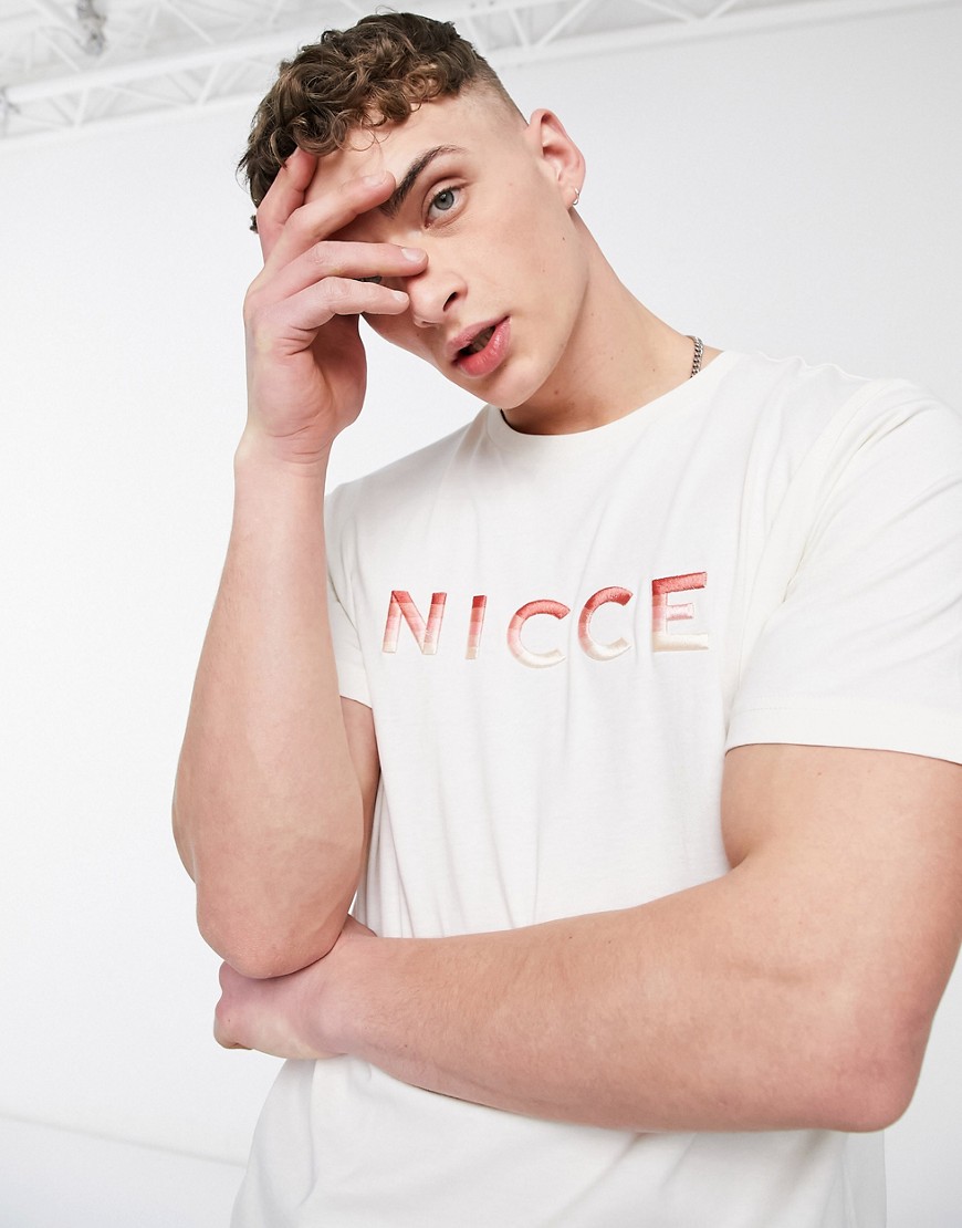 Nicce - Vina - T-shirt met logo met kleurverloop in wit