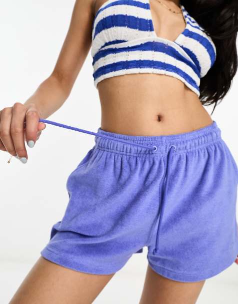 Nicce Viste towelling shorts in blue - view 1