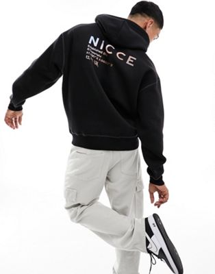 Nicce warped pullover hoodie in black with gradient logo print - ASOS Price Checker